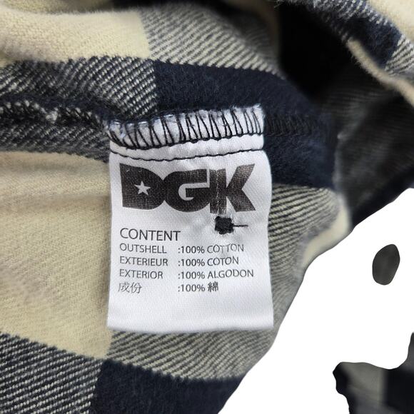 DGK LARGE PUMA EMBROIDER PATCHWORK COTTON GINGHAM LONG SLEEVE BUTTON UP FLANNEL - Picture 4 of 4